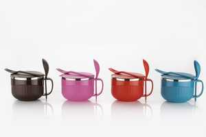 Tazón de sopa interior de acero inoxidable de 650ml con tapa | Taza Meggie con lazo para servir de doble capa para el hogar y el restaurante para niños - Product Image 6