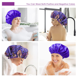 Bonnets en satin pour le sommeil de luxe et de qualité de couleur personnalisée Double couche Meilleurs bonnets de créateur pour femmes Impression personnalisée - Product Image 5