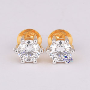 Best Seller moda mujer Stud pendiente 14KT oro amarillo sólido corte redondo laboratorio cultivado diamante joyería de alta calidad para mujer - Product Image 1