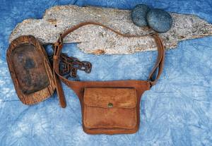 Sac de taille unisexe en cuir de vachette vintage LWB-0121 avec fermeture à glissière ceinture de sac à main de voyage et de randonnée avec logo amusant - Product Image 6