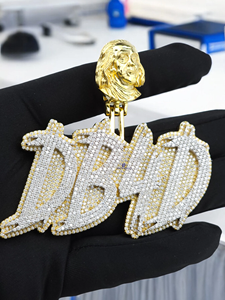 Colgante Personalizado con Cabeza de León y Nombre, Chapado en Plata con Moissanita, Joyería Hip Hop para Fiestas - Product Image 5