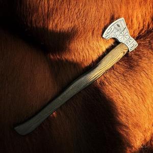 Hache Viking artisanale de qualité supérieure, de qualité industrielle, à lame barbue, pour la survie en plein air, avec manche en bois pour le camping, avec étui - Product Image 2