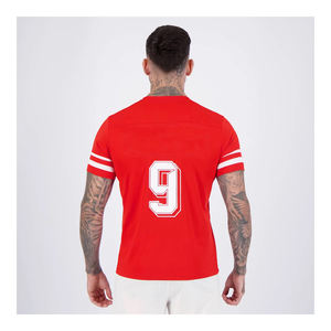 เสื้อฟุตบอลอเมริกันเย็บปักลายสีแดงขาวผ้าโพลีเอสเตอร์100% 2025ดีไซน์ใหม่ - Product Image 6