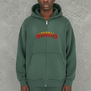 เสื้อสเวตเชิ้ตมีฮู้ดแบบมีซิปสำหรับผู้ชายเสื้อสเวตเชิ้ตลำลองสีพื้นระบายอากาศได้ดี - Product Image 4