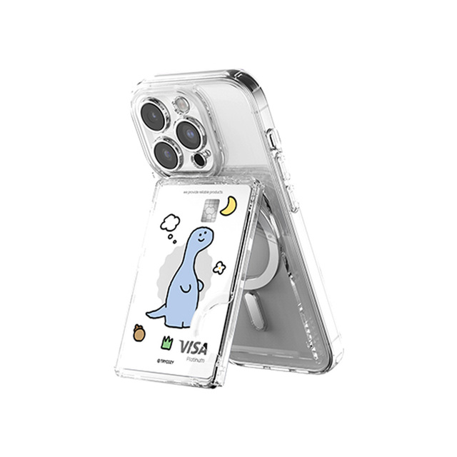 [TRYCOZY] Crooked Dinosaur Clear Multi Stand Card Case (P0000QOF) for for PC Material Shockproof 360 Protection Wallet Stand