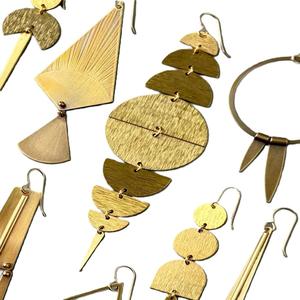 Natural Look Brass Drop <b>Earrings</b> With Round Design Charm Fancy Brass Drop <b>Earrings</b> With Long Wire Design Style - Product Image 3