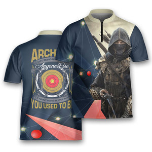 Archery Shooting T-Shirts Men's and <b>Women's</b> <b>Polo</b> Buttons Sublimated Jersey for Team with Seamless Fit - Product Image 4