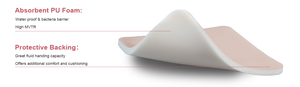Apósito de espuma para heridas con exudación moderada a abundante, compresas estériles absorbentes de poliuretano - Product Image 4