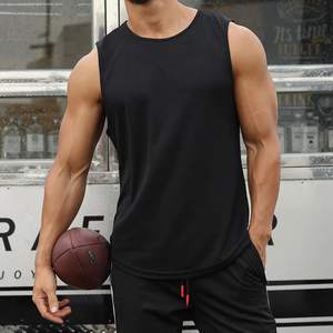 Débardeurs de luxe pour hommes de grande taille anti-rides 100% polyester personnalisé logo uni lourd haut vierge à col rond surdimensionné - Product Image 2