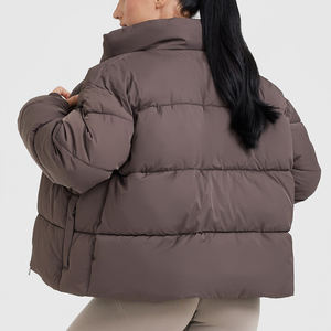 Chaqueta de lona impermeable para mujer, estilo bomber, corta, con cuello alto, tejida, a prueba de viento, para invierno. - Product Image 2