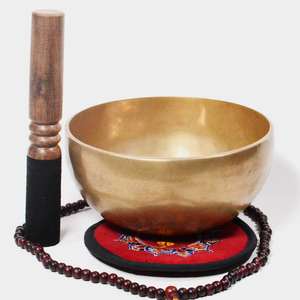 Finest Quality MZ International Tibetan Singing <b>Bowl</b> Medium Size Brass Buddhist <b>Metal</b> Handicraft Multi-Functional Decorative - Product Image 1