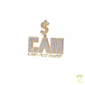 Elegant CAM <b>Letter</b> Pendant VVS Lab Grown Diamond 925 Sterling Silver Plated - Product Image 2