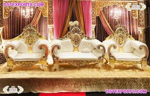 โซฟาคู่ไม้หรูหราสำหรับพิธี shagun โซฟาแต่งงานที่สวยงามสำหรับเจ้าสาวและเจ้าบ่าวโซฟาแกะสลักด้านหลังสำหรับเวทีงานแต่งงาน - Product Image 5