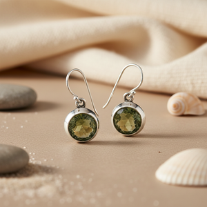 Boucles d'oreilles pendantes en argent 925 avec améthyste verte pour femmes, produit cadeau tendance - Product Image 1