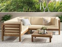 Ensemble de mobilier d'extérieur design moderne, canapé de patio en bois de teck massif imperméable en vente de gros pour hôtels et villas