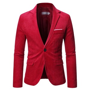 Robe décontractée de couleur unie rouge Professional100 % Polyester doublure couette manteau simple boutonnage logo Blazer taille Slim Fit hommes Blazers - Product Image 1