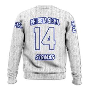 Suéter de punto de acrílico blanco azul Phi Beta Sigma 1914 letras de chenilla Sigma Beta suéter de fraternidad griega ropa - Product Image 4