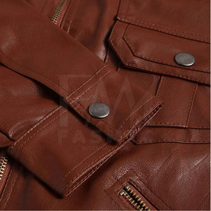 Best Selling Men's Cow Skin Leather Jacket <b>Stand</b> Collar High Street Style Waterproof Windproof Customizable for Winter Outdoor - Product Image 6