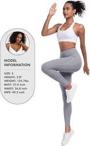 Paquete de 6 mallas de Yoga para mujer de cintura alta, suaves, ecológicas, transpirables, pantalones de entrenamiento, patrón sólido, conjuntos de Yoga con Control de barriga frontal - Product Image 6