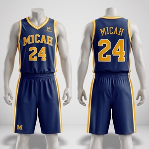 Conjunto de Pantalones Cortos y Camiseta de Baloncesto Personalizados para Hombre, 100% Poliéster, Malla Sublimada, Cuello en V, Cintura Elástica, Nombre y Número del Equipo Personalizados - Product Image 4