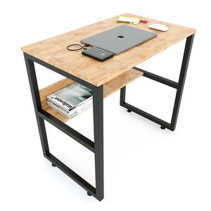 Mesa Minimalista SIBA 80x50x75(cm) con Estructura de Hierro y Estante para Libros FD68039, Mesa para Computadora Portátil y de Escritorio para Dormitorio u Hotel - Product Image 2