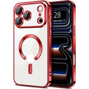 เคสใส iPhone 17 Pro 2025 รุ่น Chrom พร้อมวงแหวนแม่เหล็กและกระจกป้องกันกล้อง สีแดง - Product Image 1