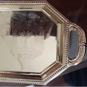 ถาดเสิร์ฟทองเหลืองโบราณถาดรองแก้ว/ถาดรองในโรงแรมถาดเสิร์ฟถาดไม้ถาดทองเหลือง - Product Image 1