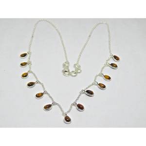 Collar de joyería de Plata de Calidad AAA +, colgante de piedra preciosa de ojo de tigre delicado hecho a mano, pera de ojo de tigre Natural genuino - Product Image 1