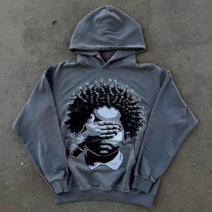 Streetwear personnalisé Boxy Puff Sweat à capuche qualité brodée recadrée éponge française personnage unique motif graphique décontracté - Product Image 1