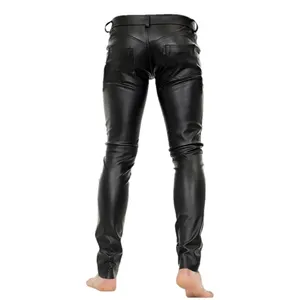 Nouveau pantalon slim en cuir PU pour homme de conception | Pantalon moulant en similicuir noir mat personnalisé avec poches | Style vintage chic - Product Image 3