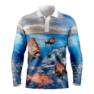 Camisas de Pesca Personalizadas de Alta Calidad al por Mayor, Polo de Pesca con Estampado por Sublimación, Manga Larga, 100% Poliéster, Ropa de Pesca Unisex - Product Image 1