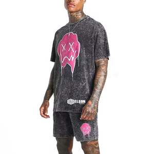 Best Quality Summer Custom logo Gym tank Top and Shorts Two Piece Sets <b>Tracksuit</b> Oversized Acid Wash Short Sets for Men - Product Image 3