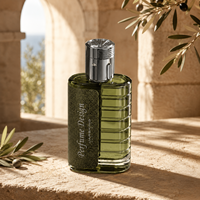 Flacon de parfum 100 ml en verre avec étui en cuir texturé, rechargeable, vide, pour homme, emballage de parfum, marque privée