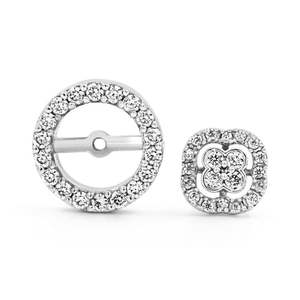 Pendientes Zarkan Dos en Uno, Elegantes, Chapados en Oro de 18K y Oro Rosa, con Diamantes, Diseño de Flor, para Compromiso - Product Image 2