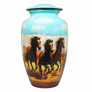 Running Horse design Cremation <b>Urn</b> Handcrafted Meena Coated Aluminum Memorial <b>Urns</b> <b>Large</b> & Keepsake Leakproof Engravable - Product Image 4
