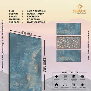 Hobart Aqua-3D papier peint décoratif Kafel matériaux de construction porcelaine sculpture bleu mat salle de bain dalle de sol 60by120 moderne - Product Image 5