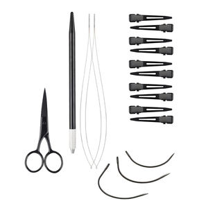 ชุดเครื่องมือต่อผมทำจากสเตนเลสสตีลสีชมพูพร้อมด้ายไนล่อนไมโครบีดส์เข็ม - Product Image 5