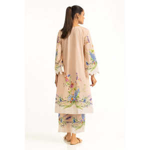 Ensemble coordonné bohème pour femmes en tissu cambric imprimé pêche, hauts à manches trois-quarts et shorts pour le bureau au printemps/été - Product Image 3