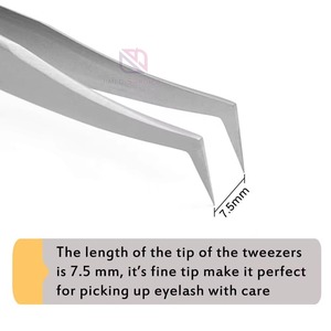 Premium Stainless Steel Eyelash Tweezers 90° Tip | Anti-Static 10MM Length Durable Beauty <b>Tool</b> | Private Label Bulk Quantity OEM - Product Image 3