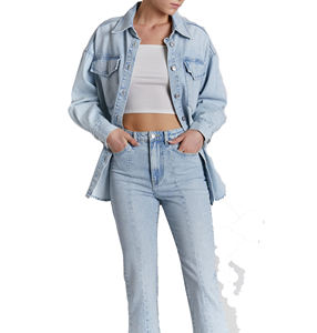 Veste en jean pour femmes en gros, respirante, imperméable, décontractée, unie, tendance, élégante, vêtements d'extérieur, manteau élégant, usine - Product Image 2