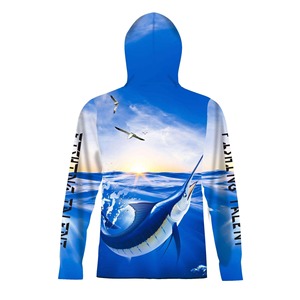 เสื้อตกปลามีฮู้ดแบบแห้งเร็วเสื้อตกปลามีฮู้ด UPF 50ผ้าโพลีเอสเตอร์สั่งพิมพ์ซับลิเมชันต่ำ - Product Image 3