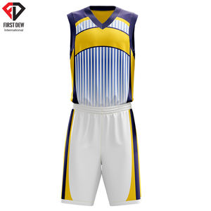 Conjunto de uniforme de baloncesto para hombre, de cuello redondo Camiseta sin mangas, 100% poliéster, estampado por sublimación, personalizado, transpirable - Product Image 2