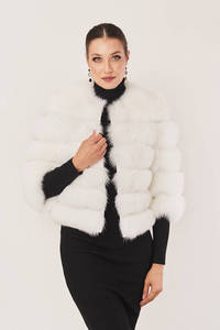 Manteau d'hiver en soie tissée pour femme, coupe courte, coupe-vent, rembourré de duvet, avec col amovible respirant en fourrure de renard, taille XS, style Hip Hop - Product Image 4