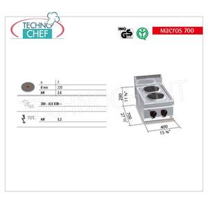Cuisinière électrique à 2 plaques, 5,2 kW - Product Image 1