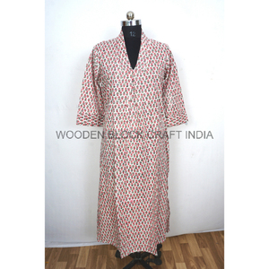 Robe décontractée tendance à imprimé floral vintage, col en V doux, 100% coton, robe d'été, motif floral chic et aéré - Product Image 1