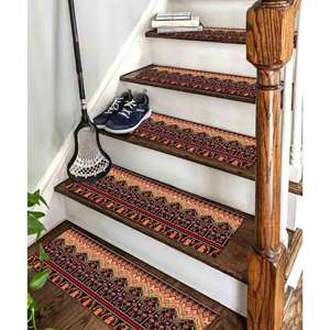 Alfombra con Estampado Étnico, Alfombra Decorativa Bohemia Moderna para Escaleras y Puertas, Alfombra Delgada No Tejida - Product Image 3