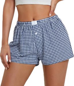 Meilleures ventes de shorts en coton 100% pour femmes légers avec taille élastique et design à carreaux Impression de logo personnalisée Service OEM - Product Image 2