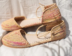รองเท้าแตะ Raffia/รองเท้าแตะ Raffia/รองเท้า Raffia/สไลด์ Raffia/รองเท้าโมร็อกโก - Product Image 1