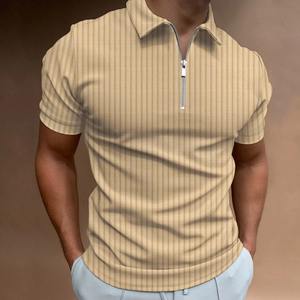 2025 nuevo verano hombres Casual diario al aire libre viaje sólido rayas verticales cuello camisa de manga corta con cintura pantalones cortos conjunto - Product Image 3