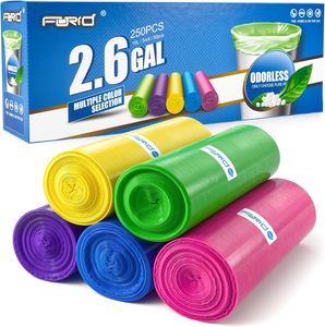 Sacs poubelle pour petite salle de bain FORID - 2,6 gallons, sacs poubelle colorés, 250 sacs, 10 litres, non parfumés, doublures pour poubelle, doublures pour corbeille à papier - Product Image 4